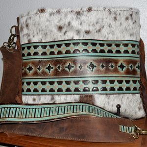 Handmade cowhide and leather crossbody